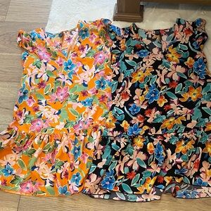 Set of 2 SHEIN Floral Dresses - orange and black